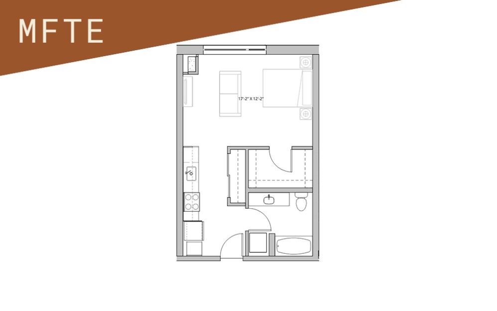 Studio - 65%  - Studio floorplan layout with 1 bathroom and 470 - 515 square feet (Floor 1)