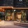 lit lobby entrance at night